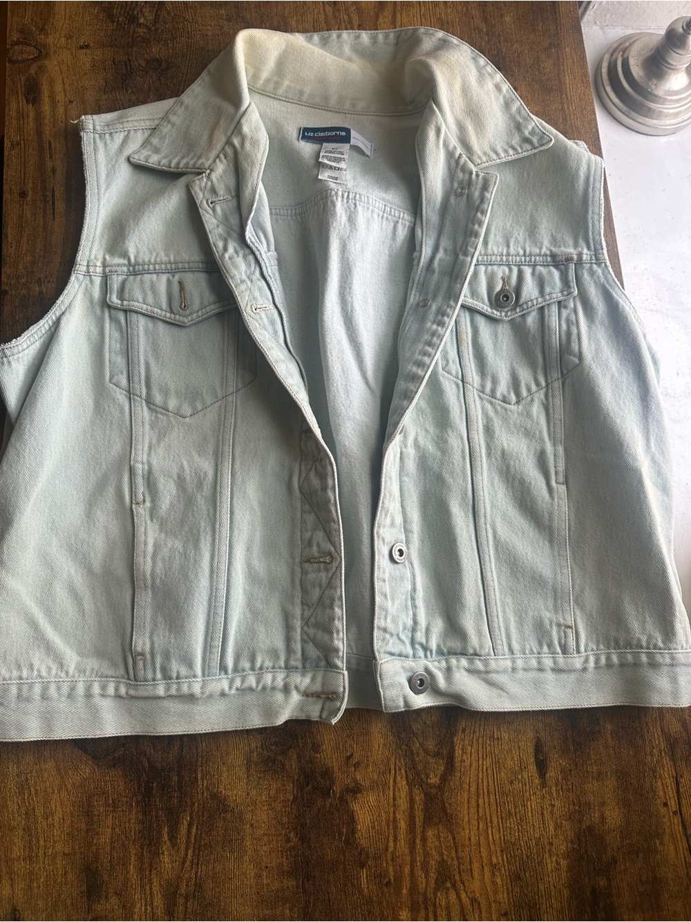Liz Claiborne Light Wash Denim Vest